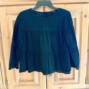 Madewell Black Eyelet Top